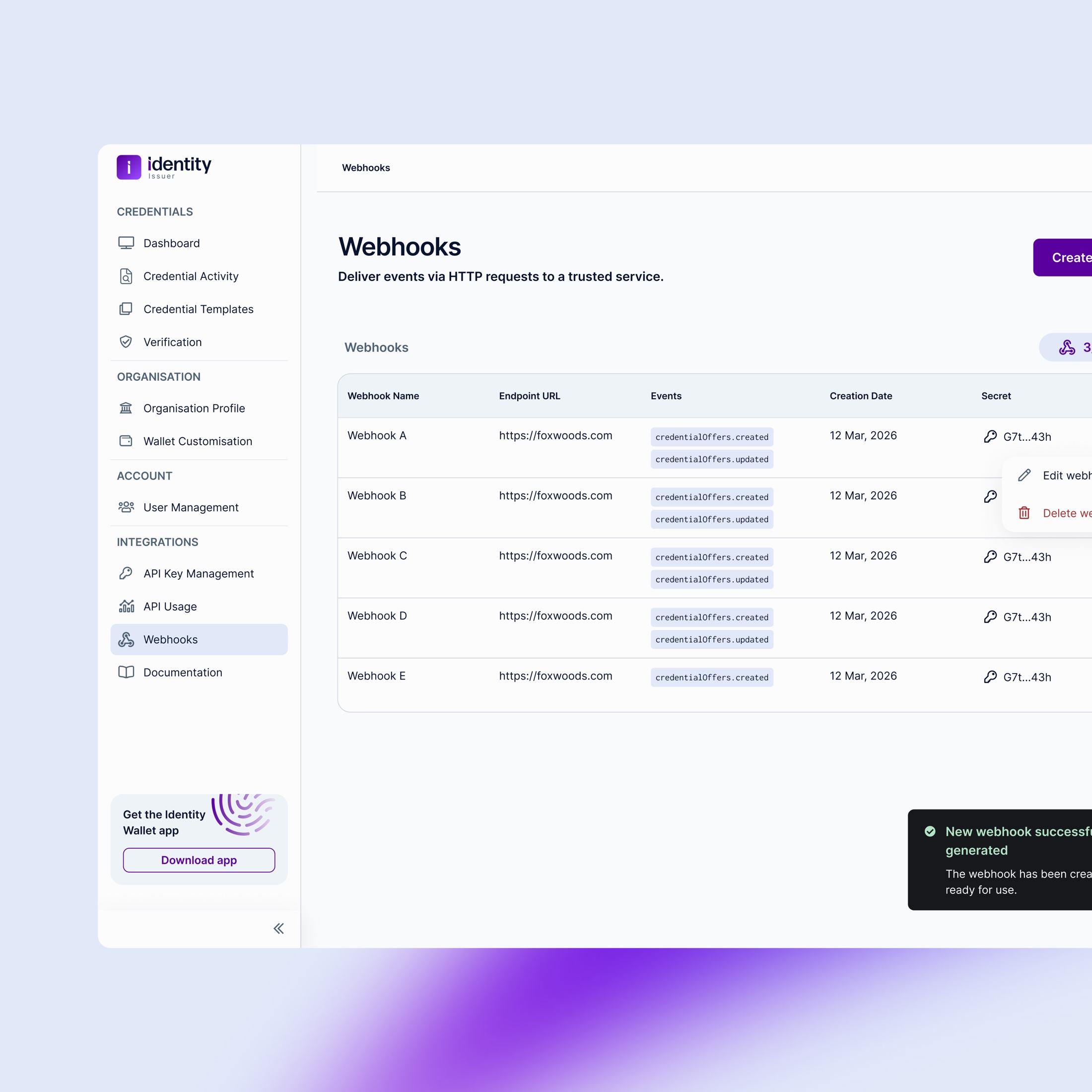 Key user flow across the Issuer and Verifier experience