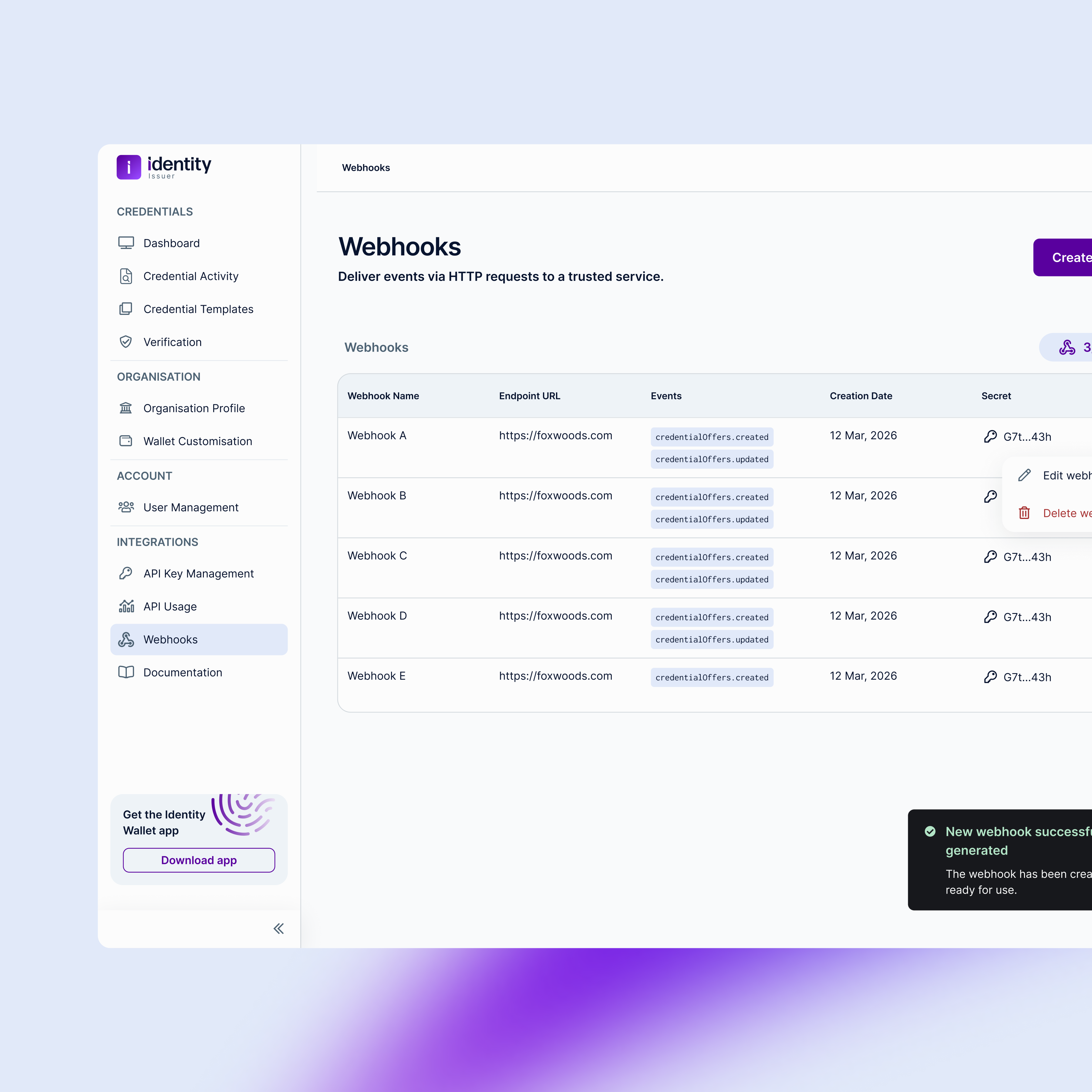 Key user flow across the Issuer and Verifier experience